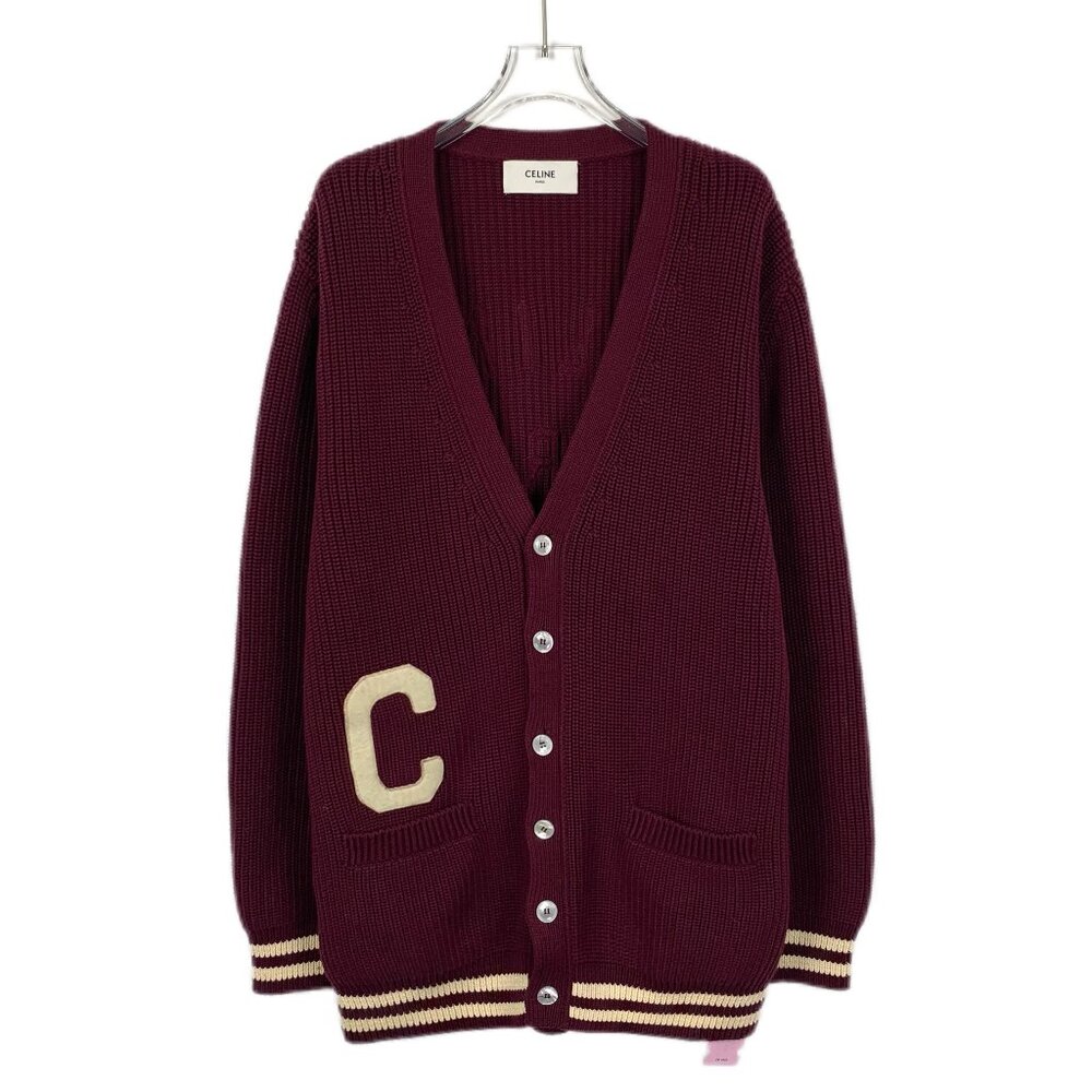 CW0165 Celine Dark Red Striped Cardigan